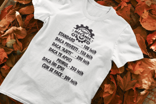 Tricou personalizat cu mesaj - Tarif de mecanic