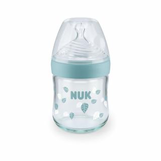 Biberon Nuk Nature Sense Sticla 120 ml Tetina Silicon Orificiu S 0-6 luni Vernil