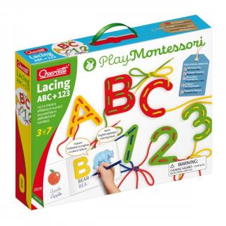 Joc Quercetti cu sireturi Montessori ABC+123