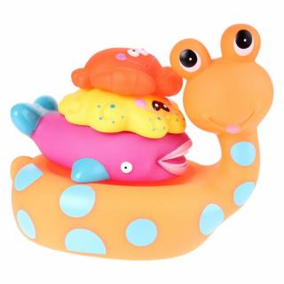 Jucarie de baie Melc cu 3 Animale Marine Eddy Toys Portocaliu