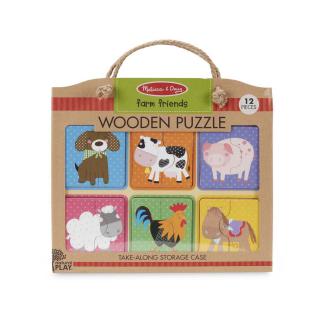 Primul meu puzzle eco din lemn Prieteni de la Ferma - Melissa  Doug