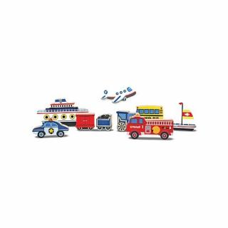 Puzzle lemn in relief Mijloace de transport Melissa and Doug