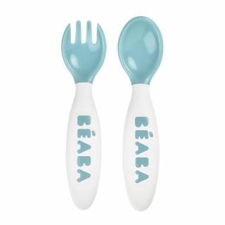 Set lingurita si furculita ergonomica Beaba Blue