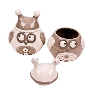 Borcan ceramic cu capac Owl - mare