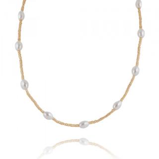Colier placat cu aur Elegant Pearl
