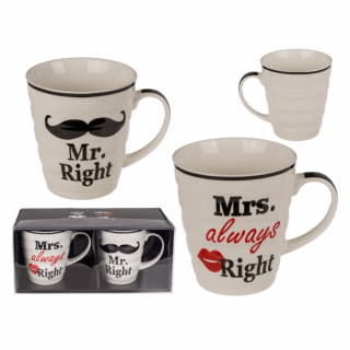 Set cadou cani ceramice Mr. Mrs. Right