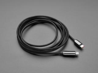 Cablu USB C la USB C cu Display 100W - 2 metri, Negru impletit
