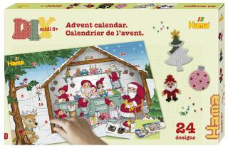 Calendar Advent - 5000 margele Hama midi si 5 plansete in cutie cadou