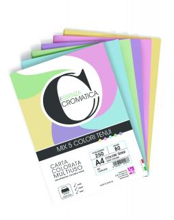 Hartie colorata A4, set de 250, 5 culori pastel