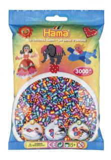 Margele de calcat HAMA MIDI mix 3 culori calde cu dungi