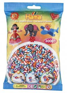 Margele de calcat HAMA MIDI mix 6 culori cu dungi