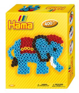 Set de 400 buc. margele de calcat HAMA Midi in cutie cadou cu o planseta Elefant