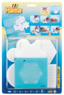 Set de 5 plansete Hama midi si 1 hartie autoadeziva Bead Tac in basica