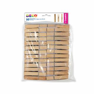 Set de 50 de carlige de rufe din lemn, culoare naturala