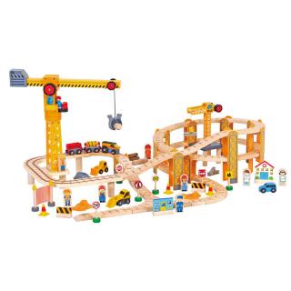 Set de constructii cu trenuri si doua macarale