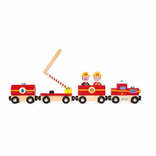 Set de joaca din lemn mini povesti - Tren de pompieri - Janod J08590