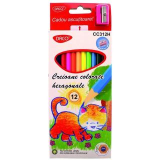 Creion color 12 culori hexagonal DACO