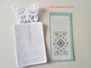 Semn carte dublat pentru cusut cu fluture 12 cm  5,6 cm