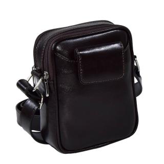 Borseta de barbati din piele naturala, model 026, Maro inchis