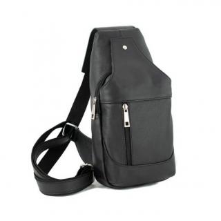 Geanta barbati din piele naturala moale, crossbody model 059, Negru