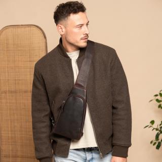 Geanta crossbody, din piele naturala, The Chesterfield Brand, Bowey, Maro inchis