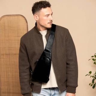 Geanta crossbody, din piele naturala, The Chesterfield Brand, Bowey, Negru