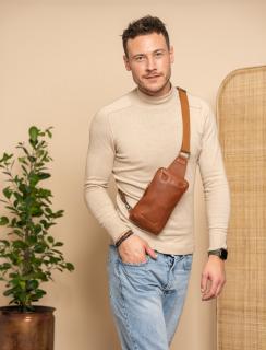 Geanta crossbody din piele naturala, The Chesterfield Brand, Cambridge, Maro coniac