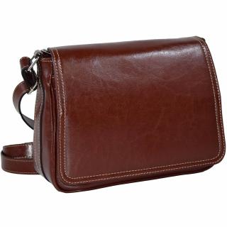 Geanta dama din piele naturala, model 127, de umar si crossbody, Maro coniac