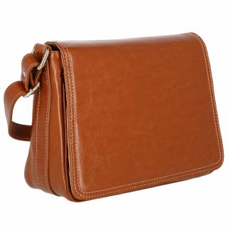 Geanta dama din piele naturala, model 127, de umar si crossbody, Maro tabac