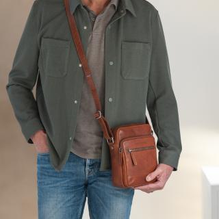 Geanta de barbati, The Chesterfield Brand, din piele naturala, Amantea, Maro coniac