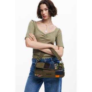 Geanta de dama crossbody, Desigual, seria Camo Patch Phuket Mini Long, Kaki