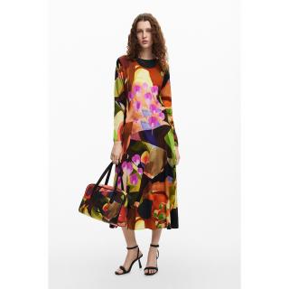 Geanta de dama, de mana si umar, cu imprimeu abstract, seria Camo Lacroix Prades Maxi, Multicolor