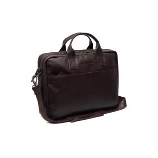 Geanta de laptop din piele naturala, The Chesterfield Brand, Frazer 15 inch, Maro inchis