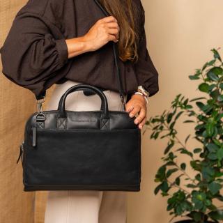 Geanta de laptop din piele naturala, The Chesterfield Brand, Tilbury,14 inch, Negru
