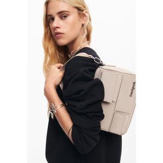 Geanta mica de dama crossbody, Desigual, seria Pocket Face Phuket Mini, Crem