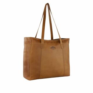Geanta shopper, mare, de dama, din piele naturala, Klondike, Rush Rachel, de mana si umar, Maro coniac