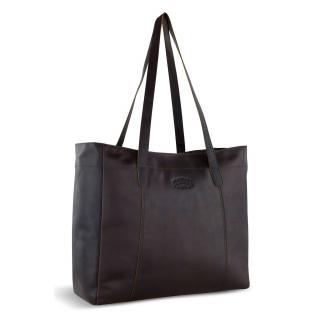 Geanta shopper, mare, de dama, din piele naturala, Klondike, Rush Rachel, de mana si umar, Maro inchis