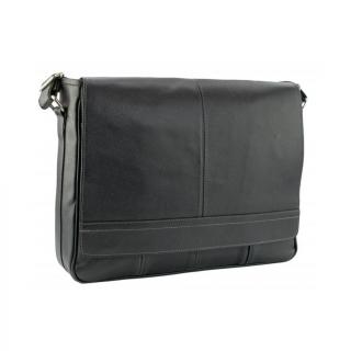 Geanta unisex de umar pentru laptop de 13 inch, din piele naturala moale, model 047, Negru