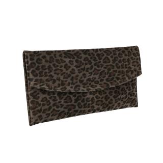 Plic de ocazie animal print din piele naturala gri inchis si negru