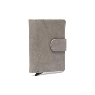 Portofel unisex cu suport pentru carduri, din piele naturala, The Chesterfield Brand, Prague, cu protectie anti scanare RFID, Gri