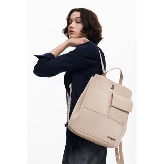 Rucsac de dama, Desigual, seria Pocket Face Sumy Multipocket, Crem