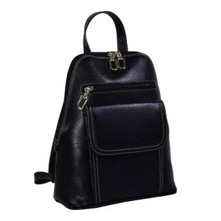 Rucsac de dama din piele naturala moale, model 119, Negru mat