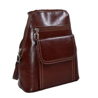 Rucsac de dama din piele naturala, model 119, Maro coniac