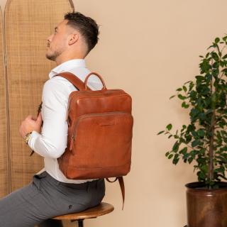 Rucsac de laptop 15 inch piele naturala, The Chesterfield brand, Nicola, Maro coniac
