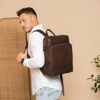 Rucsac de laptop 15 inch piele naturala, The Chesterfield brand, Nicola, Maro inchis