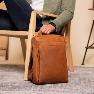 Rucsac de laptop din piele naturala, The Chesterfield Brand, Jasper, Maro coniac
