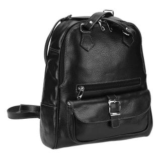 Rucsac geanta dama din piele naturala moale, model 194, Negru mat