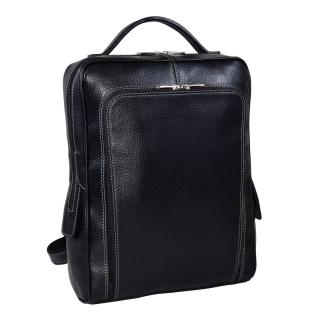 Rucsac unisex, din piele naturala moale, model 236, Negru mat