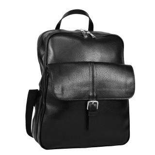 Rucsac unisex din piele naturala moale, model 245, Negru mat