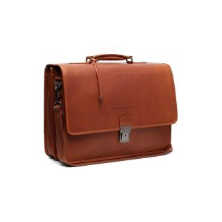 Servieta pentru acte si laptop 15 inch, The Chesterfield Brand, Glenwood, piele naturala, Maro coniac
